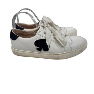 Kate Spade Fez low top leather sneaker trainer black spade logo accent size 9